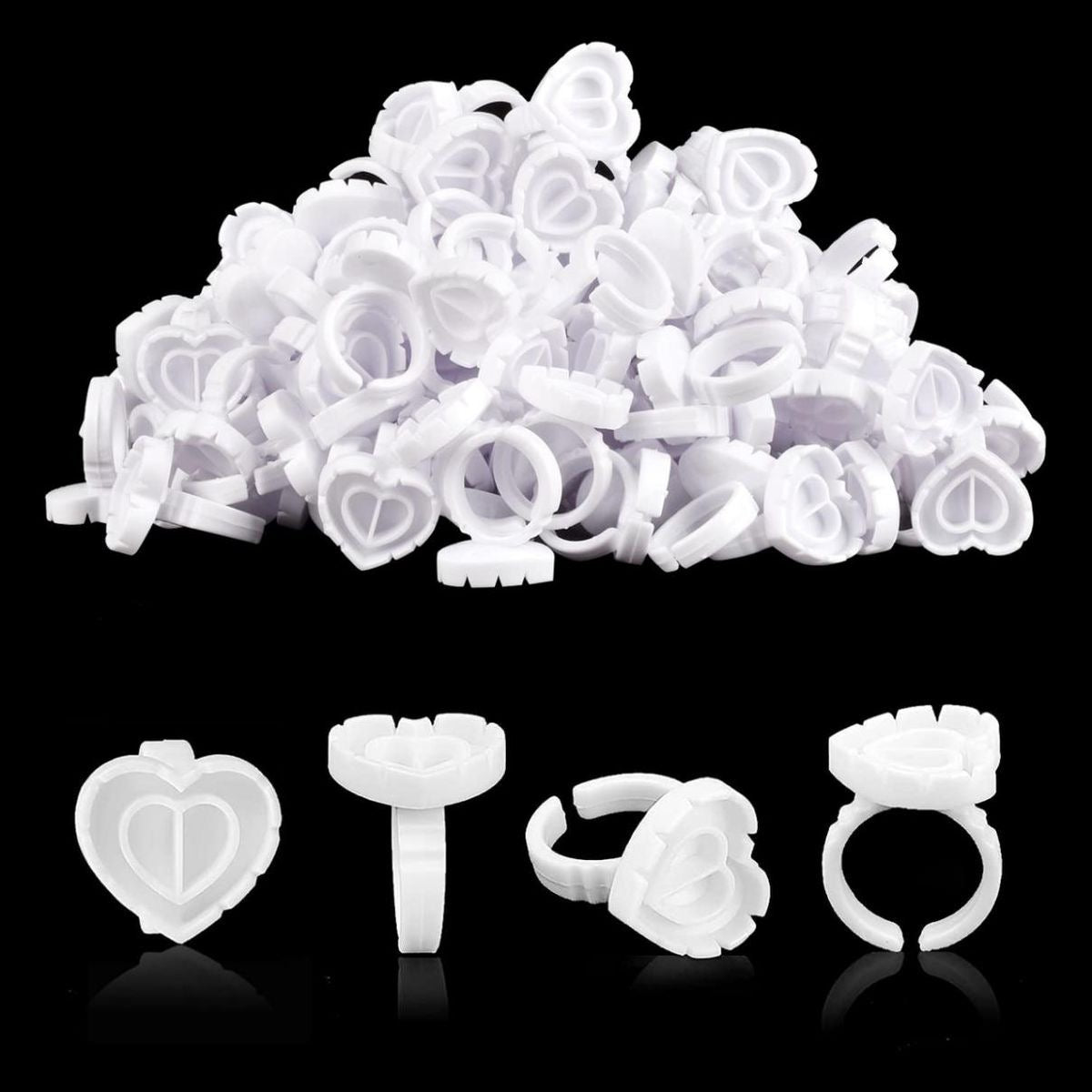White Heart Glue Ring- 100ct