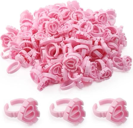 Pink Heart Glue Ring- 100ct